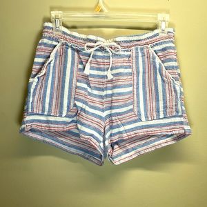 Rewind Multi-Color Striped Linen Short